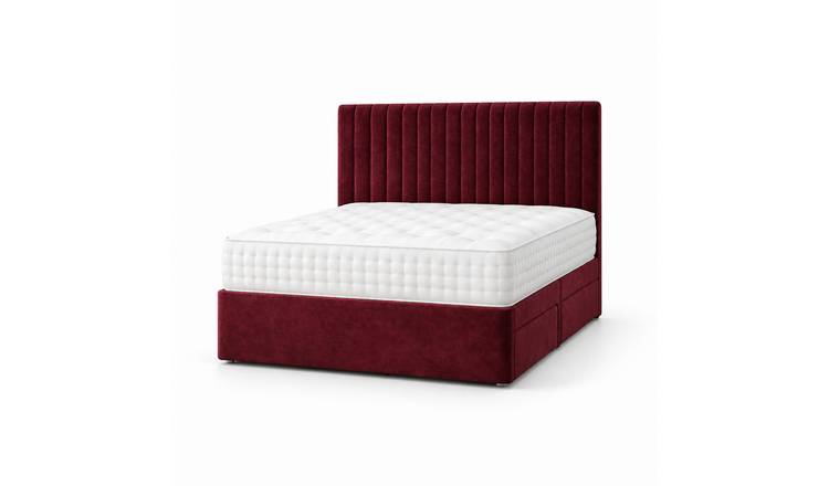 Comfy Deluxe 4ft6 Double    Suede  Divan Bed Set -   Burgundy