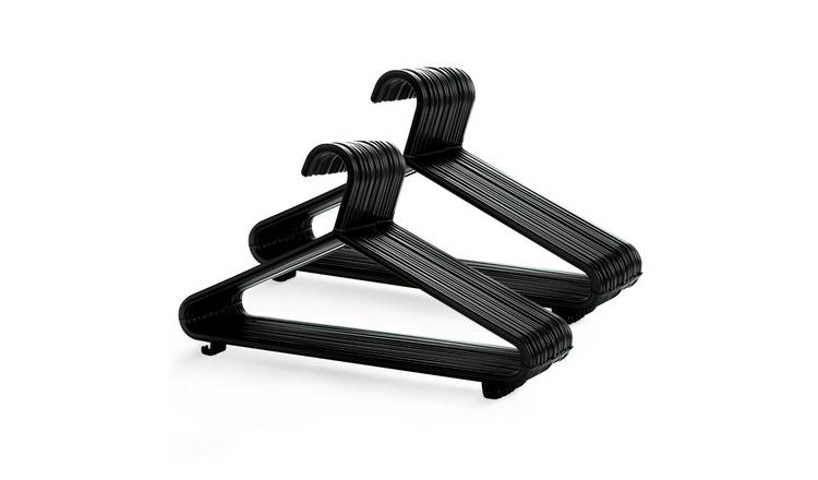 Keplin Black Adult Plastic Trouser Bar Coat Hangers - Pack of 50