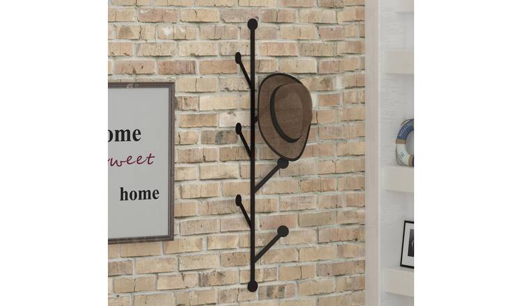 Decortie Pompom Metal Wall Coat Hanger - Black