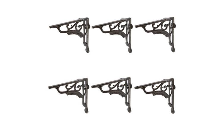 Hammer & Tongs Ornate Iron Shelf Bracket - Black - Set of 6