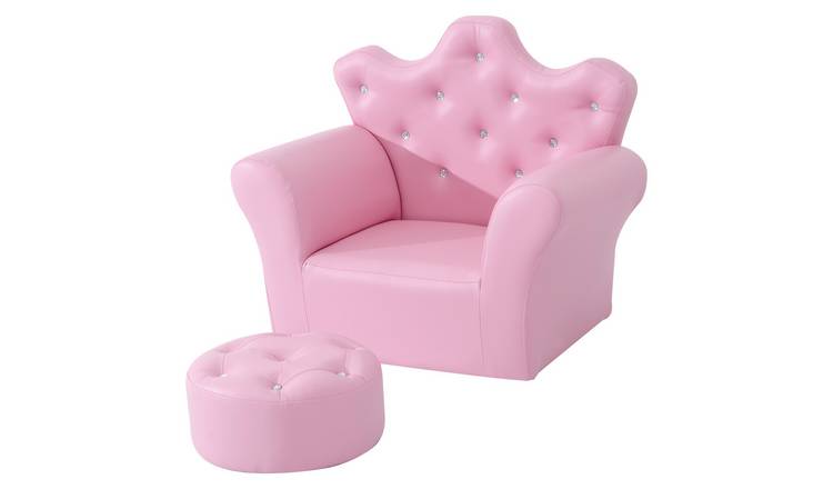 HOMCOM 2 PCS Kids Armchair with Footstool - Pink