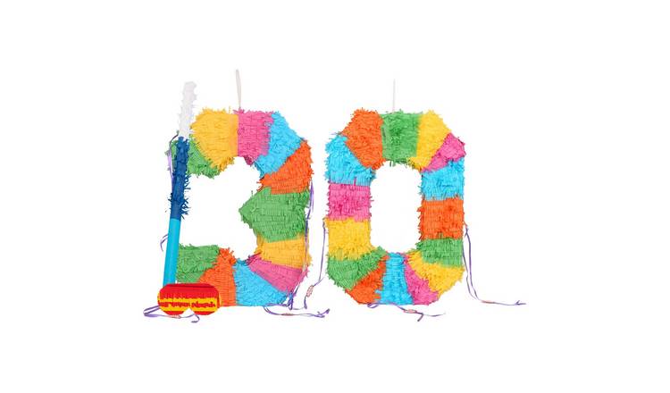 Fax Potato 30th Birthday Pinata Set with Stick & Blindfold - Blue Stick