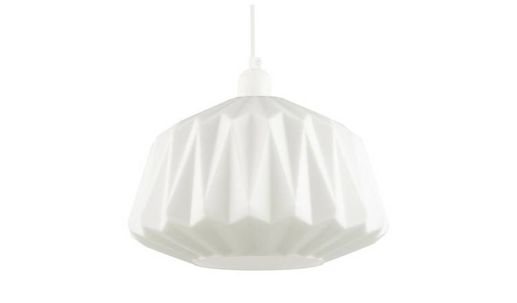 Happy Homewares Opal White Glass with Triangular Shaped Pendant Shade - 30cm
