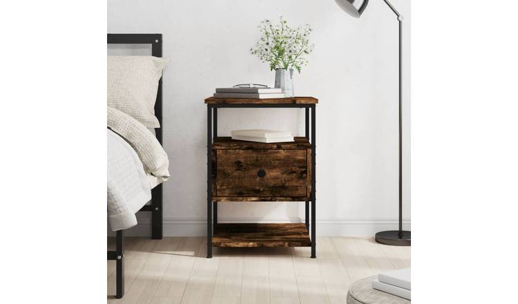 Walplus Engineered Wood Bedside Cabinet - Dark Oak - 40 x 42 x 56 cm