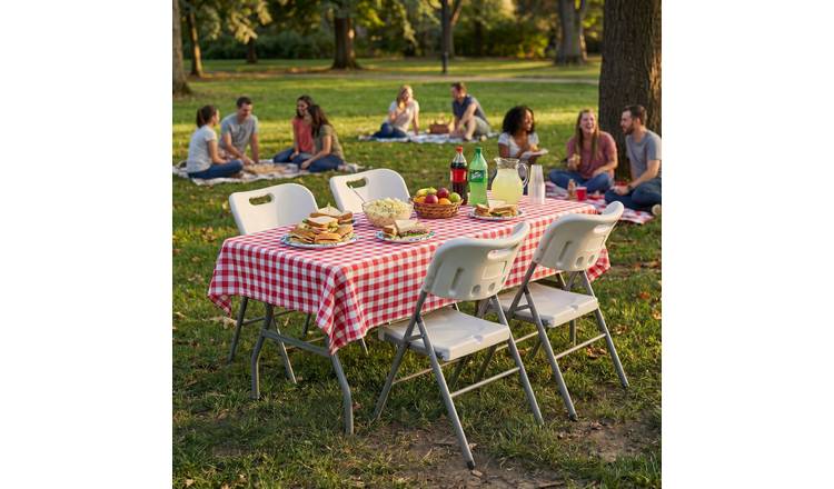 Home Vida 5ft Folding Table & 4 Chairs Dining Set - White