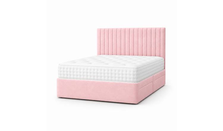 Comfy Deluxe 5ft King Size    Suede  Divan Bed Set -  Pink