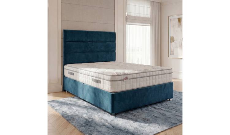 Somnior Regent Velvet Small Double 2 Draw Pocket Mattress Divan Bed Set - Navy