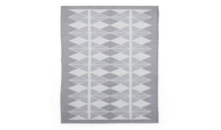 Mega Flooring Grey Modern Geometric Rug - 61 x 120cm