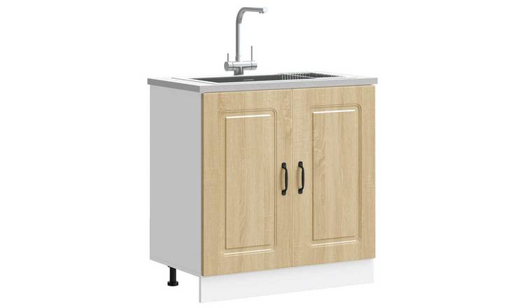 Walplus Engineered Wood Sink Base Cabinet - Light Oak - 80 x 46 x 81.5 cm