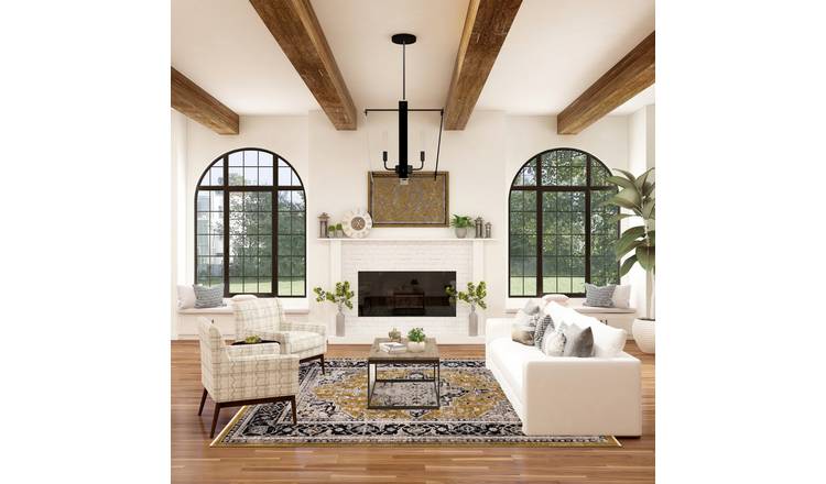 Mega Flooring Gold Traditional Bordered Rug - 120 x 166cm
