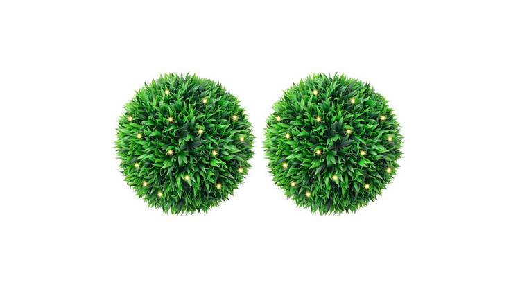 Walplus Pack of 2 Boxwood Balls with LED Lights - Green - 38 cm