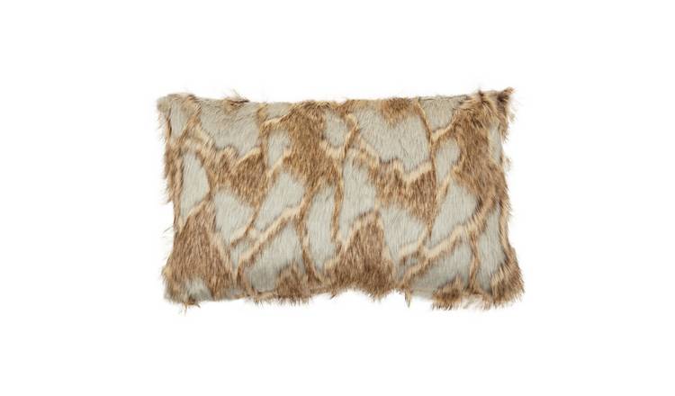 Orsina Bosie Lamina Two-Tone Faux Fur Rectangular Cushion – Natural