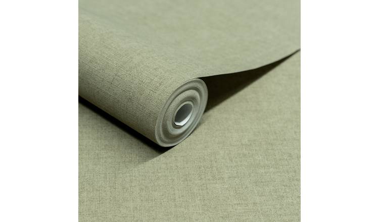 Grandeco Solena Brushed Check Weave Hessian Textured Wallpaper - Deep Sage