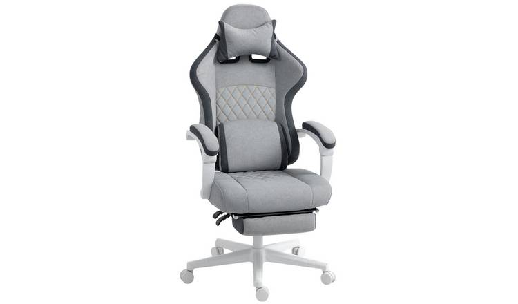 HOMCOM Fabric Gaming Chair with Lumbar Support - Grey