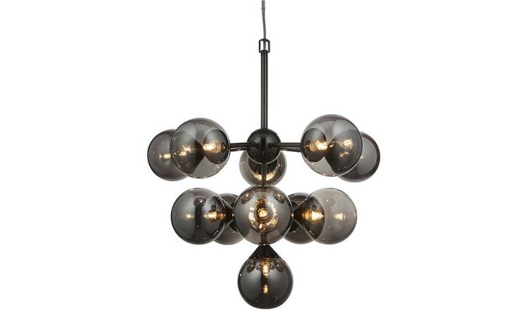 Loops Direct Steel and Glass Pendant Light - Black Chrome
