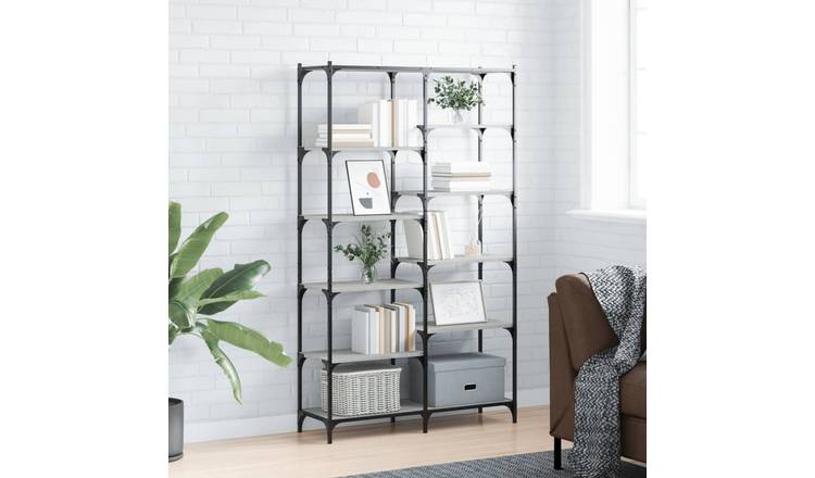 Walplus Engineered Wood Bookshelf - Grey and Oak - 100 x 32 x 170 cm