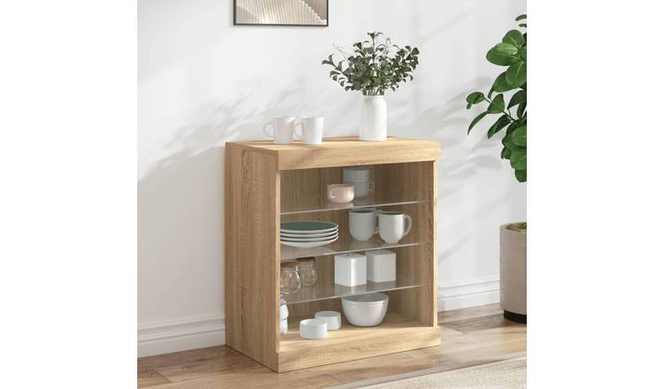 Walplus LED Engineered Wood Sideboard - Sonoma Oak - 60.5 x 37 x 67 cm