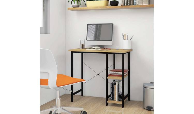 Walplus MDF and Metal Computer Desk - Black and Brown - 80 x 40 x 72 cm
