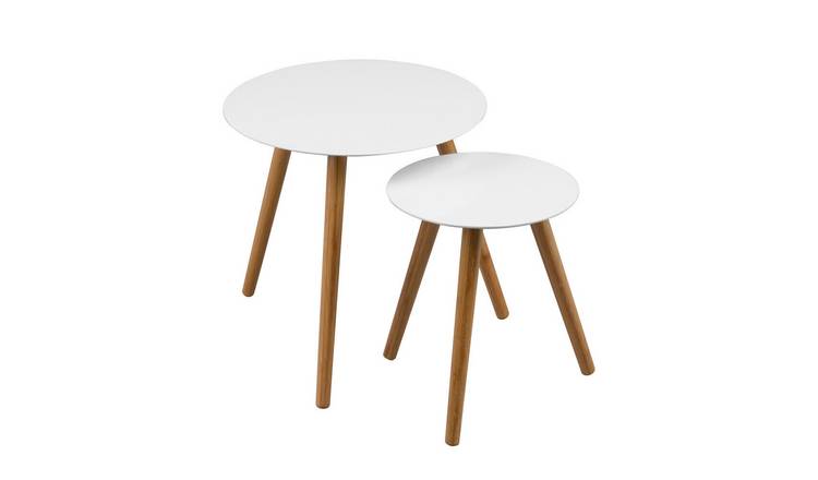 Orsina Nostra Gloss Bamboo Round Side Tables, Set of 2 - White