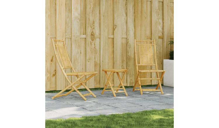 Walplus 3 Piece Bamboo Folding Bistro Set - Brown - 45 x 45 cm