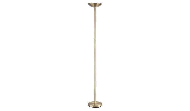 Happy Homewares in Antique Brass with Memory Dimmer Button Floor Lamp - 25cm