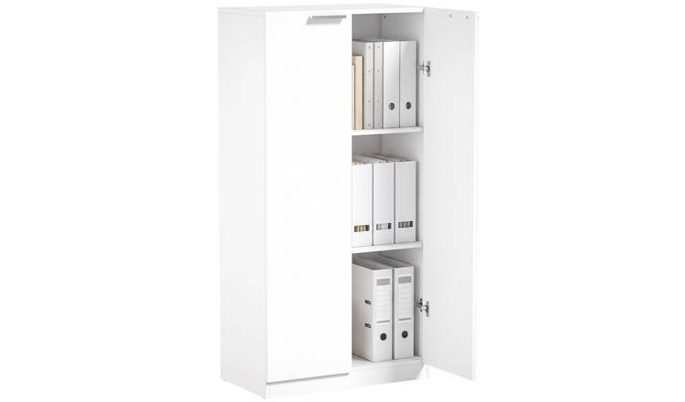 HOMCOM 3 Tier Wooden Tall Storage Cabinet Cupboard - White