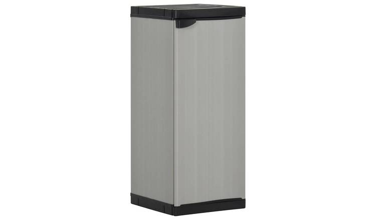 Walplus PP 1 Door Garden Storage Cabinet - Black and Grey - 35 x 40 x 85 cm