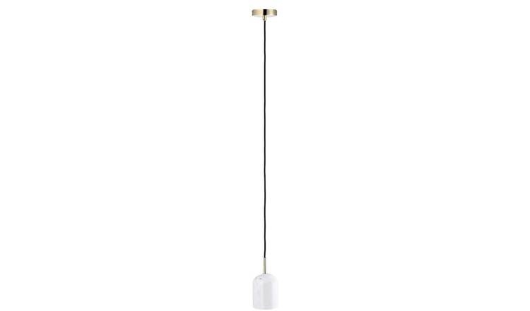 Happy Homewares White Marble in Scandinavian with Black Pendant Light - 10cm