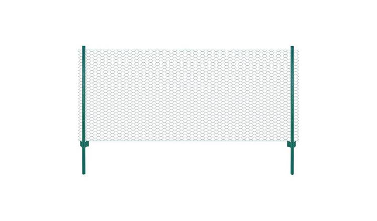 Walplus Powder Coated Steel Wire Mesh Fence with Posts - Green - 25 x 0.5 m