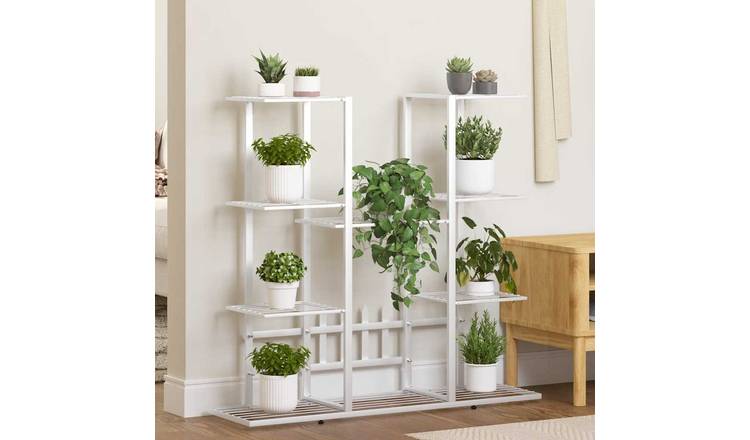 Walplus Iron Flower Stand - White - 94.5 x 25 x 89 cm