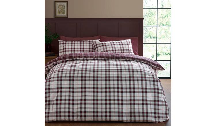 Catherine Lansfield Kelso Check Duvet Cover Set - Single - Plum