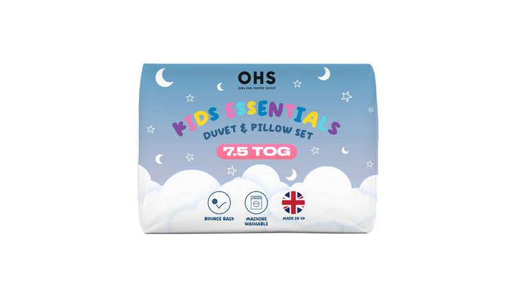 OHS Kids Essentials 7.5 Tog Duvet & Pillow - Single