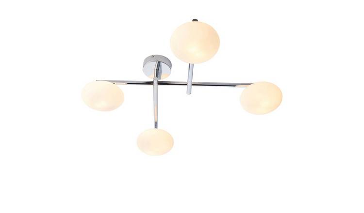 Loops Direct Chrome Plate Semi Flush Ceiling Light - Matt Opal