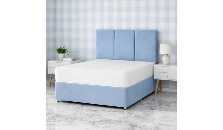 Comfy Deluxe 4ft Small Double  Plush Velvet Divan Bed Set -  Sky Blue