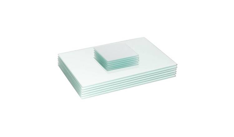 Harbour Housewares White Glass Placemats & Coasters - Set of 12 - 30 x 20cm