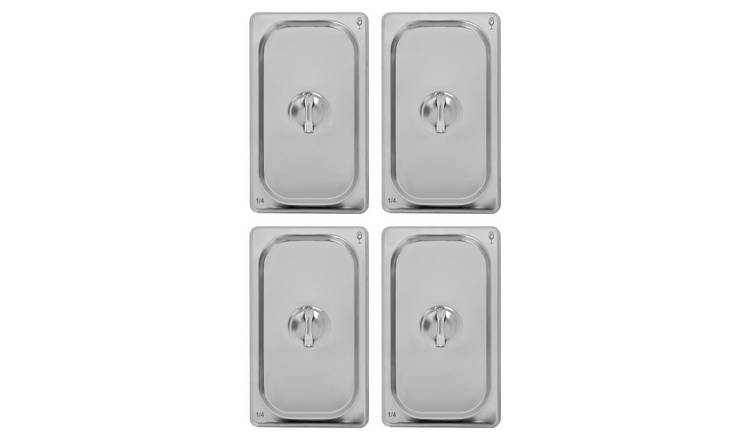 Argon Tableware Steel Gastronorm Container Lids 1/4 - Set of 4