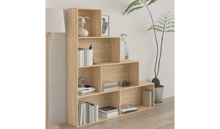 Walplus Engineered Wood Book Cabinet - Light Oak - 155 x 24 x 160 cm