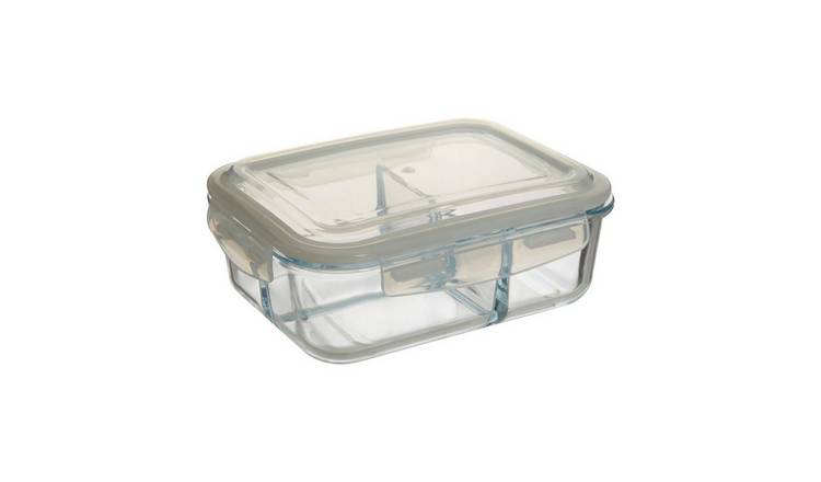 Orsina Freska 3 Section Rectangular Glass Container With Lid 1520 ml
