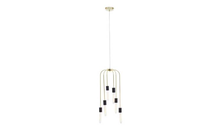 Orsina Lagona 6 Bulb E27 Pendant Light - Black And Gold