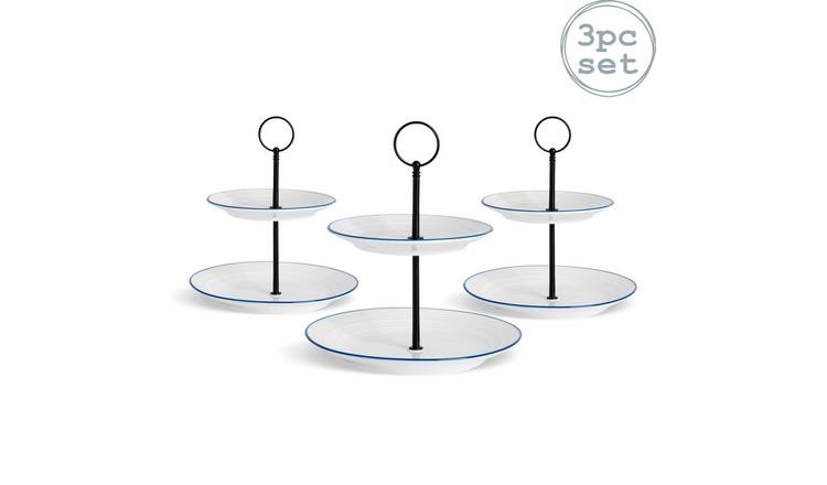 Nicola Spring White Farmhouse Cake Stands - Pack of 3