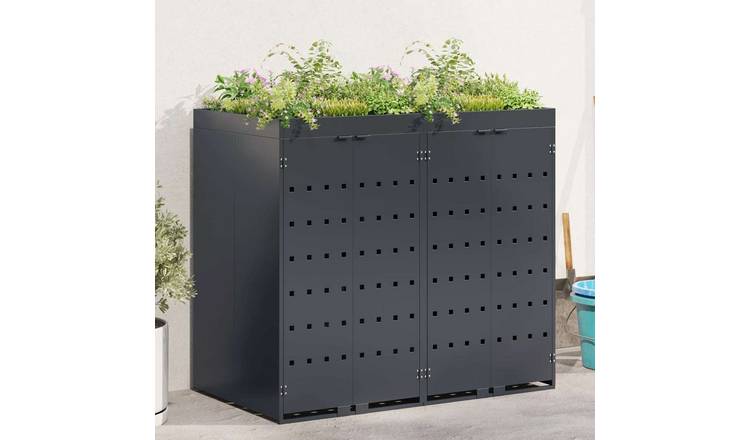 Walplus Steel Wheelie Bin Store - Anthracite - 136 x 77.5 x 121.5 cm