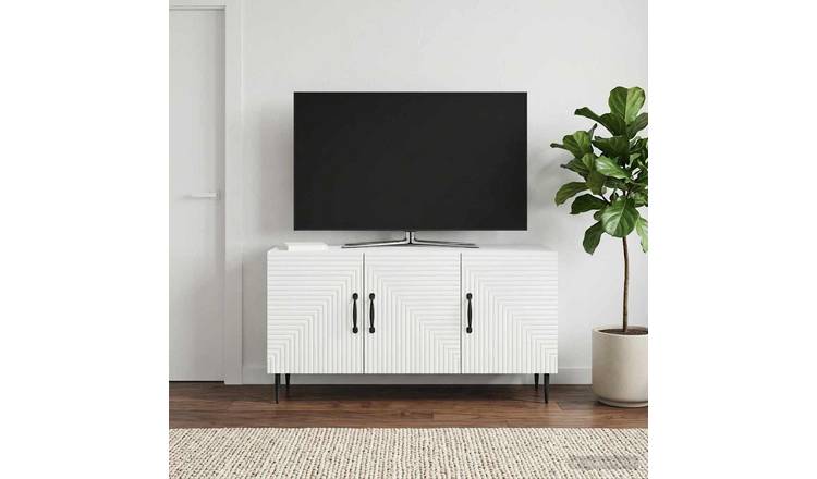 Walplus Engineered Wood TV Cabinet Open Shelf - White - 99 x 34.5 x 50 cm