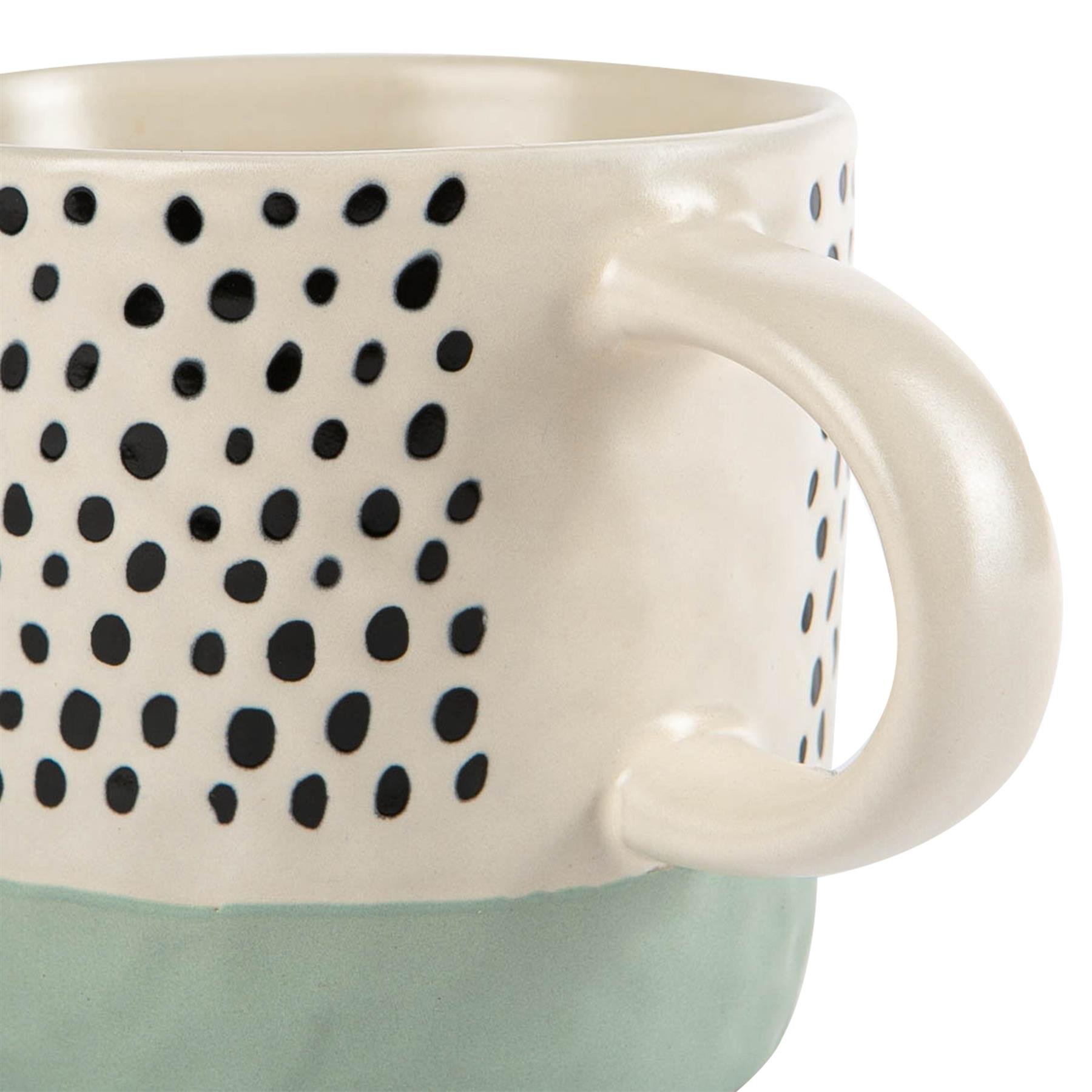 Nicola Spring Ceramic Dipped Dots 385ml Coffee Mugs Pack of 6 - Blue - Image 4