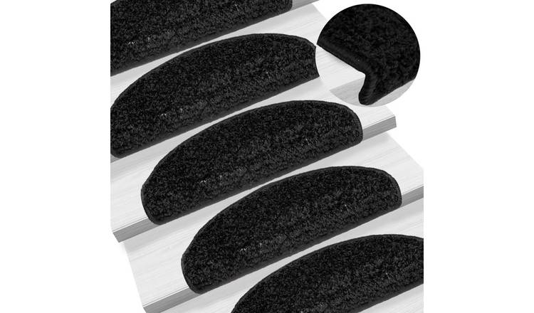 Walplus Pack of 15 Half Round Polypropylene Stair Mats - Black - 65 x 21 cm