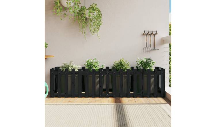 Walplus Wood Raised Garden Bed - Black - 200 x 50 x 50 cm