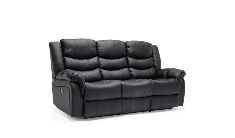 Furniture Online Seattle Electric Recliner 3 Seater Leather Sofa – Black