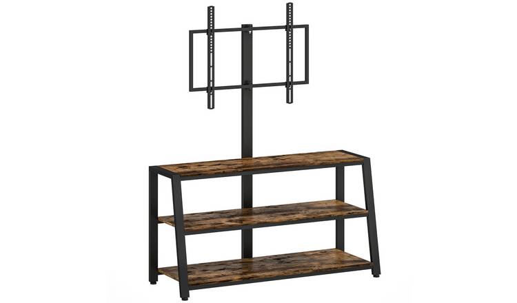 HOMCOM TV Stand Cabinet with Swivel Bracket - Rustic Brown
