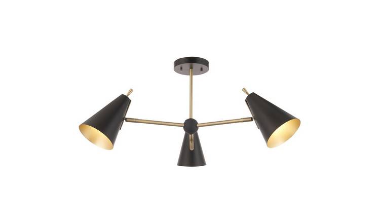 Loops Direct LED Steel Semi Flush Light - Matt Antique Brass