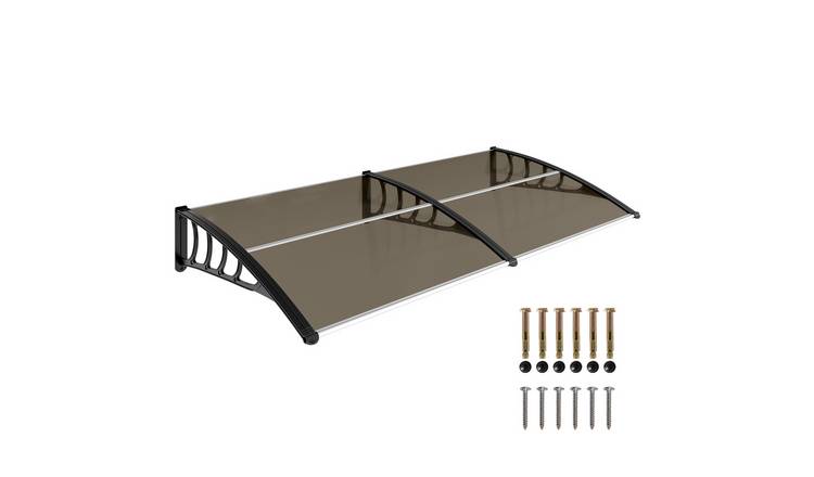Outsunny Garden Door Canopy Rain Shelter Outdoor Awning - Brown