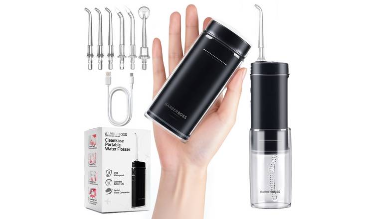 BarberBoss CleanEase Travel Portable Water Flosser Black